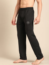 Men's Black Cotton Regular Fit Track Pant