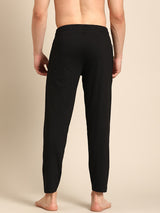Men's Black Cotton Regular Fit Track Pant