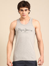 Men's Grey Cotton Regular Fit Vest