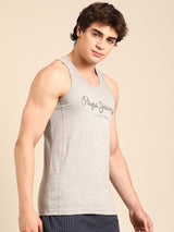 Men's Grey Cotton Regular Fit Vest