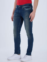 Mens Blue Casual Tapered Fit Jeans