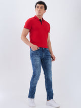 Mens Blue Casual Straight Fit Jeans