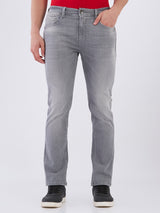 Mens Grey Casual Straight Fit Jeans
