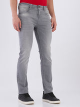 Mens Grey Casual Straight Fit Jeans