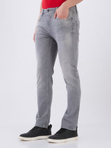 Mens Grey Casual Straight Fit Jeans