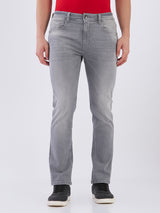 Mens Grey Casual Straight Fit Jeans