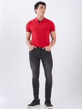 Mens Black Casual Tapered Fit Jeans