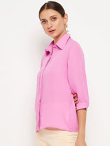 Women's Purple Casual Regular Fit Solid Full Sleeves Shirt