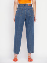 Women's Blue Casual Tapered Fit Solid Jeans