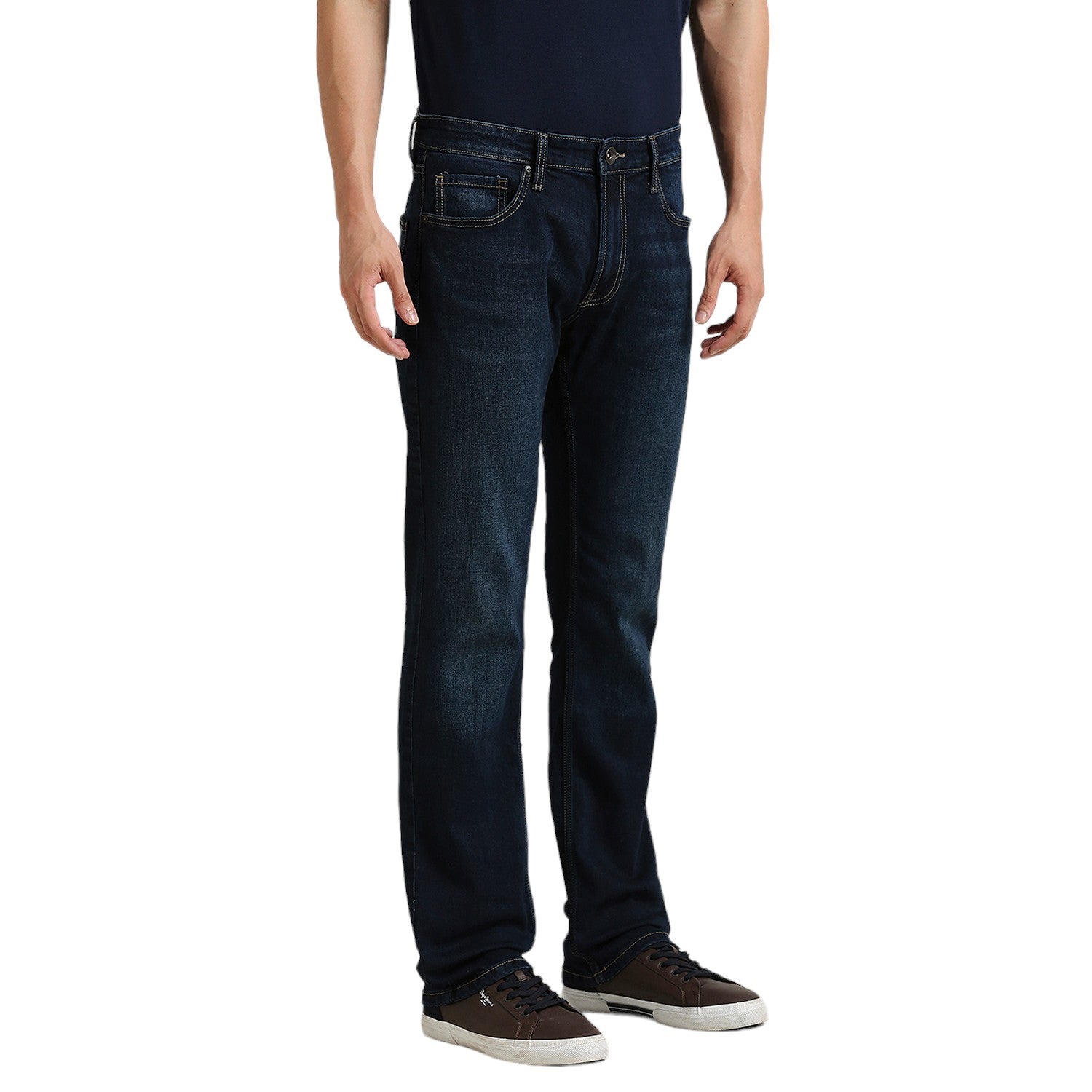 Mens Blue Bootcut Fit Stretchable Jeans