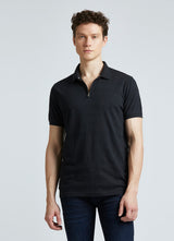 Mens Black Casual Regular Striped Half Sleeves Polo Tshirt