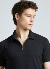 Mens Black Casual Regular Striped Half Sleeves Polo Tshirt