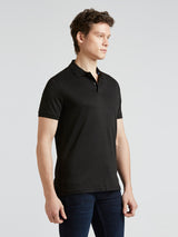 Mens Black Casual Regular Solid Half Sleeves Polo Tshirt