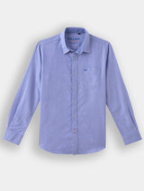 Boys Blue Casual Full Sleeves Solid Oxford Shirt