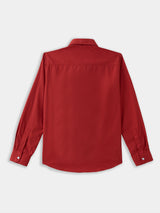 Boys Red Casual Full Sleeves Solid Regular Shirt