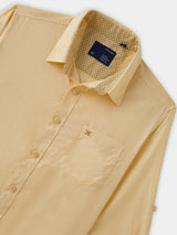 Boys Yellow Casual Full Sleeves Solid Twill Shirt