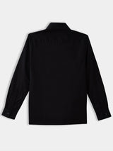 Boys Black Casual Full Sleeves Solid Regular Shirt