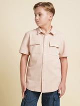 Boys Pink Casual Regular Fit Shirt