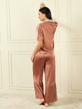 Women's Brown Everyday Regular Fit Solid Half Sleeves Night Suits