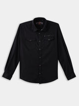 Boys Black Casual Full Sleeves Solid Regular Shirt