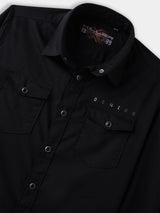 Boys Black Casual Full Sleeves Solid Regular Shirt