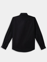 Boys Black Casual Full Sleeves Solid Regular Shirt
