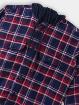 Boys Navy Casual Full Sleeves Checked Twill Shirt
