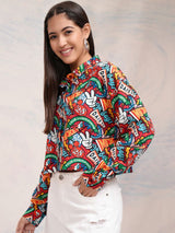 Women's Multicolor Casual Graphic Regular Fit Full Sleeves Shirt