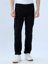 Men's Black Mid-Rise Slim Fit Cotton Blend Casual Jeans