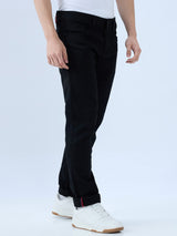 Men's Black Mid-Rise Slim Fit Cotton Blend Casual Jeans