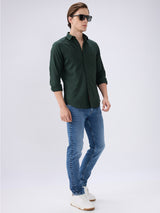 Men's Blue Mid-Rise Slim Fit Cotton Blend Casual Jeans