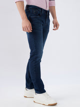 Men's Blue Mid-Rise Skinny Fit Cotton Blend Casual Jeans