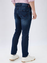 Men's Blue Mid-Rise Skinny Fit Cotton Blend Casual Jeans