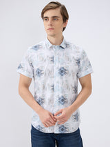 Men's Multi Cotton Blend Printed Slim Fit Half Sleeves Casual Shirt