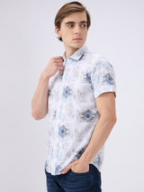 Men's Multi Cotton Blend Printed Slim Fit Half Sleeves Casual Shirt