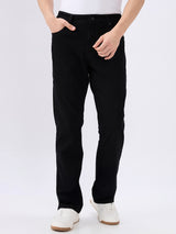 Men's Black Mid-Rise Bootcut Cotton Blend Casual Jeans