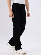 Men's Black Mid-Rise Bootcut Cotton Blend Casual Jeans