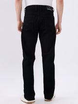 Men's Black Mid-Rise Bootcut Cotton Blend Casual Jeans