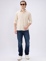 Men's Blue Mid-Rise Straight Fit Cotton Blend Casual Jeans