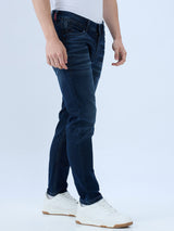 Men's Blue Mid-Rise Skinny Fit Cotton Blend Casual Jeans