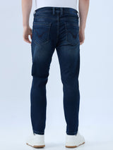 Men's Blue Mid-Rise Skinny Fit Cotton Blend Casual Jeans