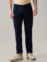 Men's Blue Casual Solid Slim Fit Jeans