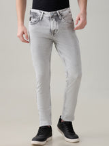 Men's Gray Casual Solid Skinny Fit Jeans