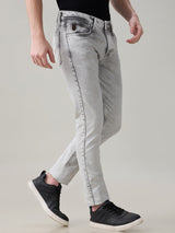 Men's Gray Casual Solid Skinny Fit Jeans