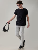 Men's Gray Casual Solid Skinny Fit Jeans