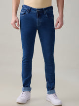 Men's Blue Casual Solid Skinny Fit Jeans