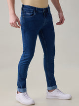 Men's Blue Casual Solid Skinny Fit Jeans