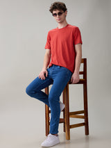 Men's Blue Casual Solid Slim Fit Jeans