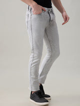 Men's Gray Casual Solid Skinny Fit Jeans