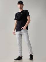 Men's Gray Casual Solid Skinny Fit Jeans